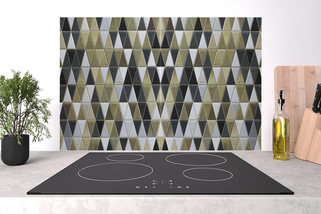 Spritzschutz - Edles Fliesen-Dekor in Schwarz, Weiß und Gold