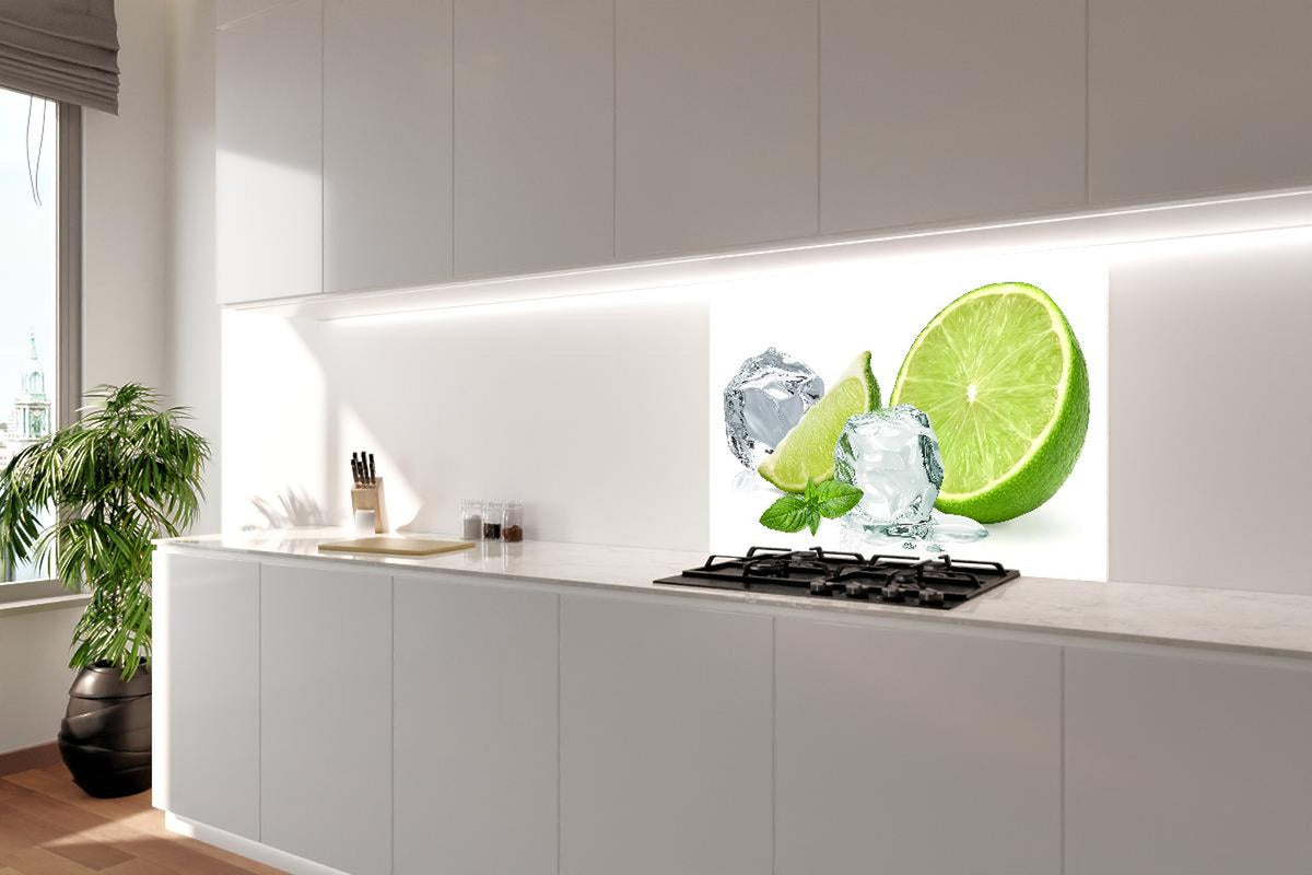 Spritzschutz - Eiswürfel mit saftiger Limette