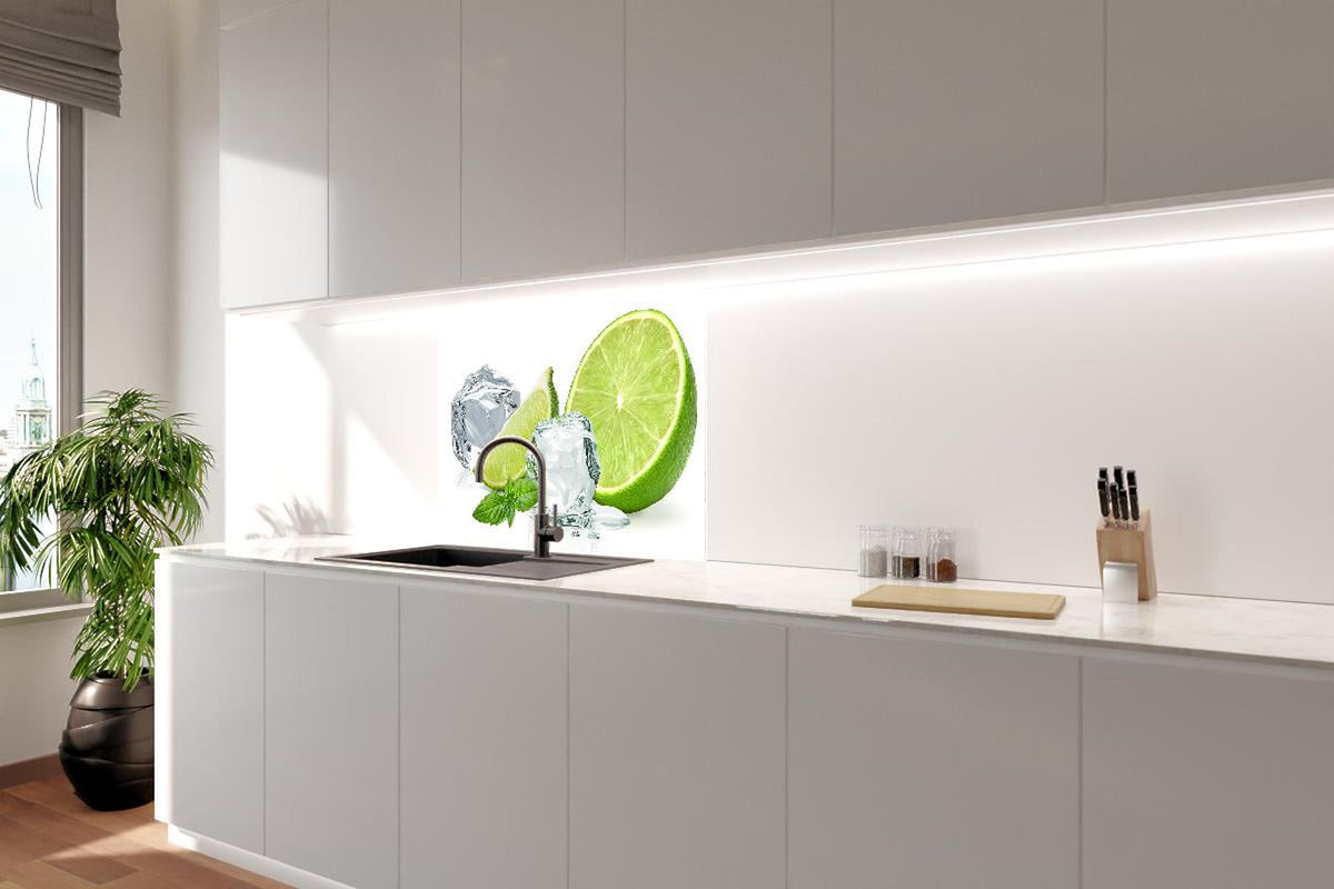 Spritzschutz - Eiswürfel mit saftiger Limette