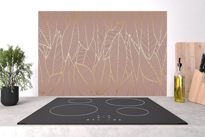 Spritzschutz - Elegante Blattgold Struktur auf Beige