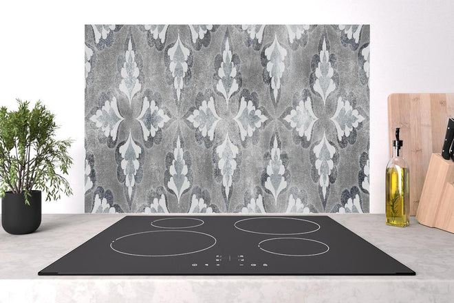 Spritzschutz - Elegante Grau-Weiß Zement Blattmuster Textur