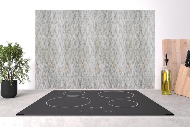 Spritzschutz - Elegante Weiß-Graue Arabesque Damask-Tapete