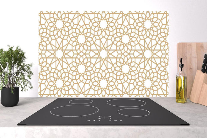 Spritzschutz - Elegantes Arabesken Design in Gold und Weiß