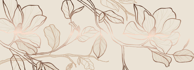 Spritzschutz - Elegantes Beige-Blumen Linienkunst Design