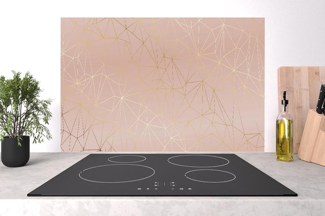 Spritzschutz - Elegantes Beige mit glänzenden goldenen Linien