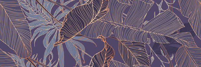 Spritzschutz - Elegantes Blattmuster in Lila und Gold