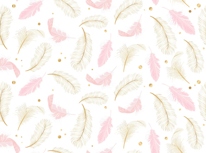 Spritzschutz - Elegantes Feder-Muster in Rosa und Goldtönen