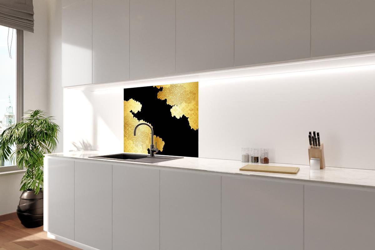 Spritzschutz - Elegantes Gold Wolkendesign Luxusmuster