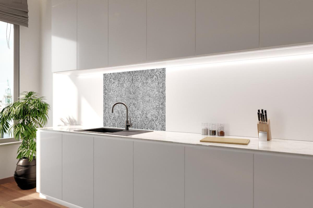 Spritzschutz - Elegantes Grau-Weiß Ornament Design