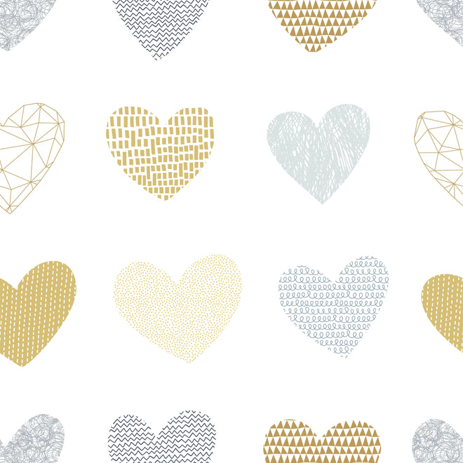 Spritzschutz - Elegantes Herz-Muster in Gold und Grau