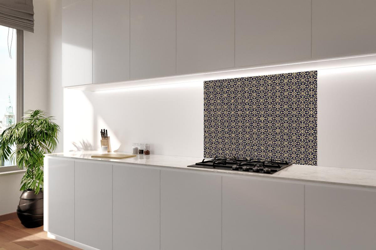 Spritzschutz - Elegantes Muster Dunkelblau mit goldenen Akzenten