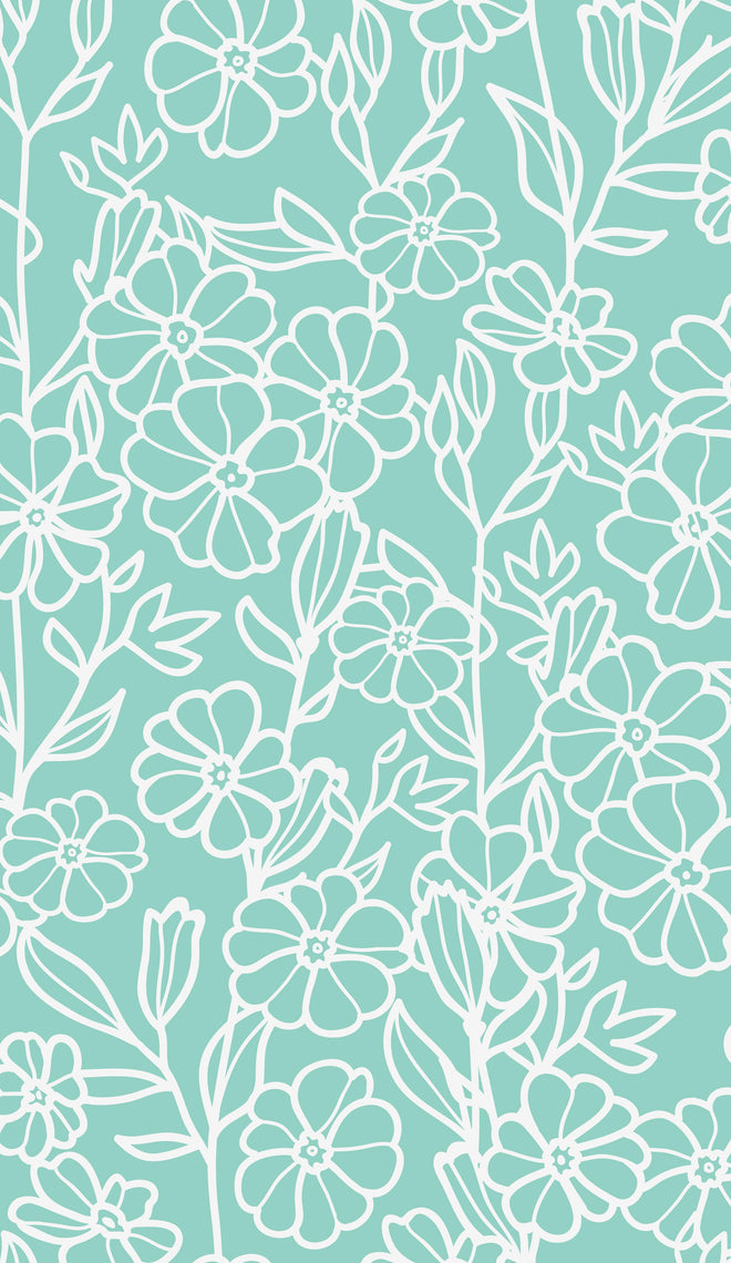 Spritzschutz - Elegantes Türkis-Weiß Blumen Design