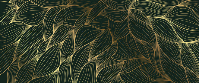 Spritzschutz - Elegantes Wellenmuster in Gold und Dunkelgrün