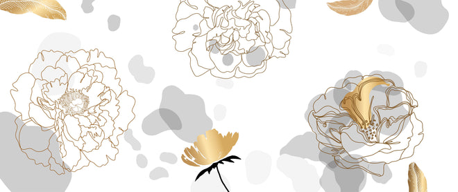 Spritzschutz - Elegantes florales Muster in Goldweiß