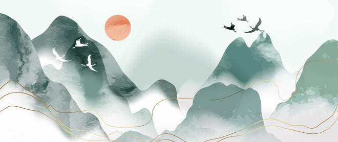 Spritzschutz - Entspannende Berglandschaft bei Sonnenuntergang