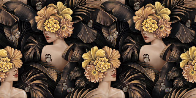 Spritzschutz - Exotischen Frauen, Blumen Muster