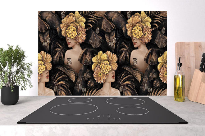 Spritzschutz - Exotischen Frauen, Blumen Muster