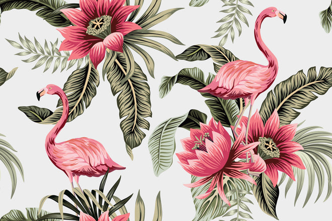 Spritzschutz - Exotisches Flamingo Blumen Design
