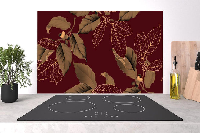 Spritzschutz - Exquisites Herbstlaub Rot und Gold Design