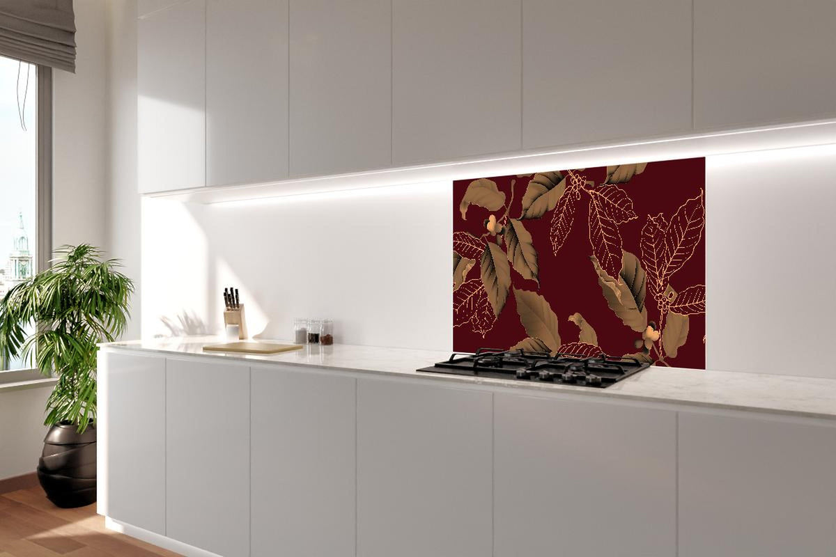 Spritzschutz - Exquisites Herbstlaub Rot und Gold Design