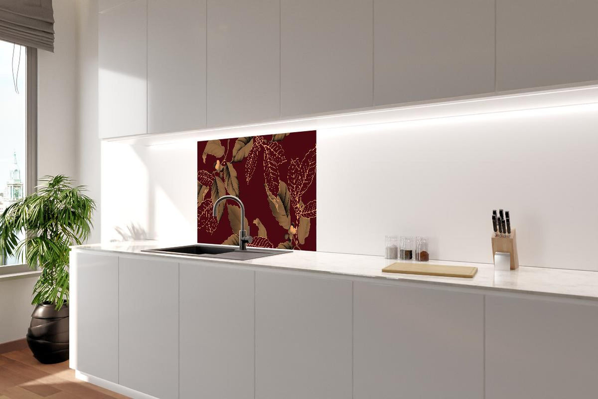 Spritzschutz - Exquisites Herbstlaub Rot und Gold Design