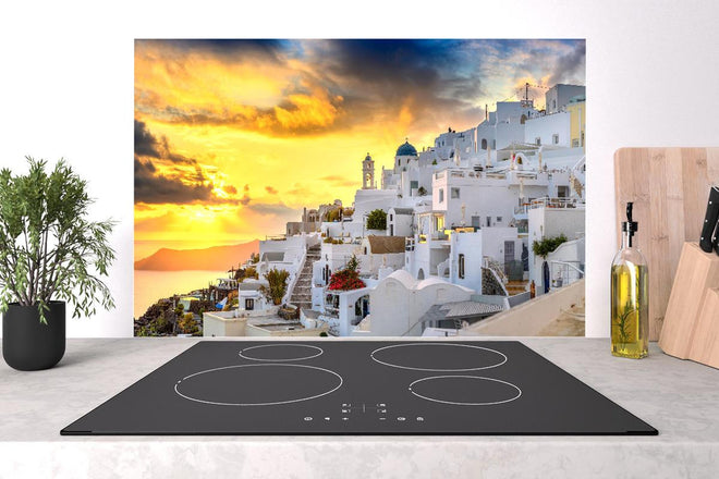 Spritzschutz - Fantastischer Sonnenuntergang in Santorini - Griechenland