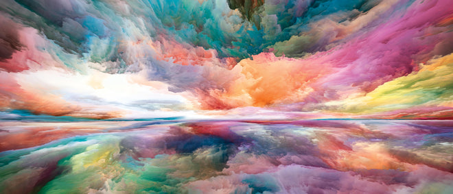 Spritzschutz - Farbenfrohe Abstrakte Himmelskunst