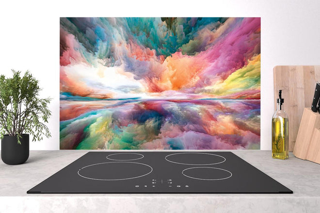 Spritzschutz - Farbenfrohe Abstrakte Himmelskunst