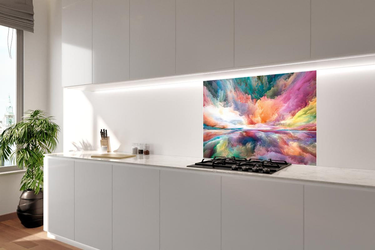 Spritzschutz - Farbenfrohe Abstrakte Himmelskunst