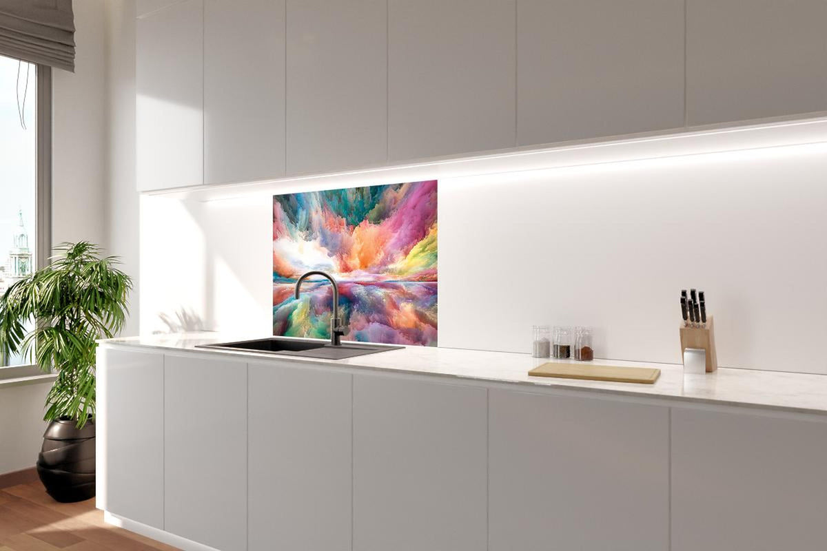 Spritzschutz - Farbenfrohe Abstrakte Himmelskunst