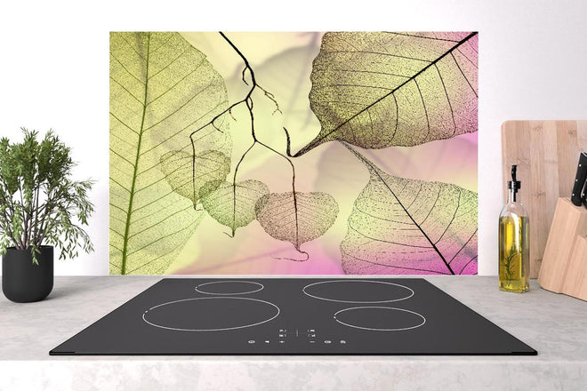 Spritzschutz - Farbenfrohe Blattadertextur Makroaufnahme