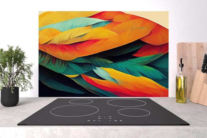 Spritzschutz - Farbenfrohe Neon Federstruktur Abstrakt