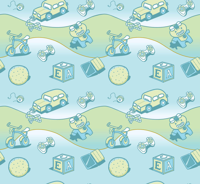 Spritzschutz - Farbenfrohe Spielzeug- und Transportmuster