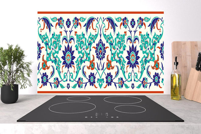 Spritzschutz - Farbenfrohes ornamentales Fliesen-Design