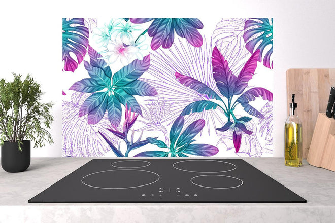 Spritzschutz - Farbenfrohes tropisches Pflanzen-Design