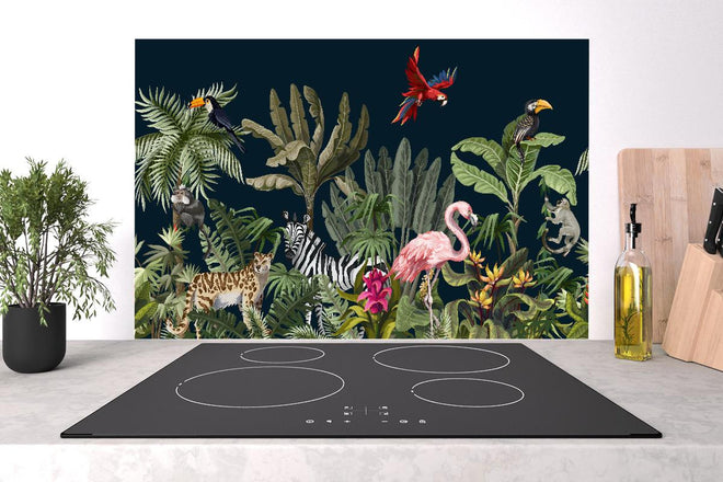 Spritzschutz - Farbenprächtiger Dschungel Tierprint