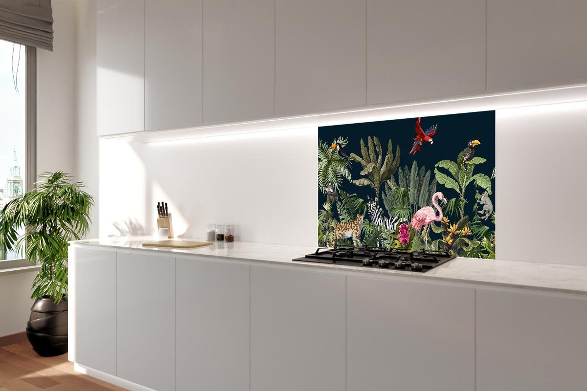 Spritzschutz - Farbenprächtiger Dschungel Tierprint