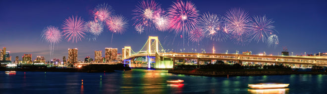 Spritzschutz - Farbenprächtiges Tokio Feuerwerks-Panorama