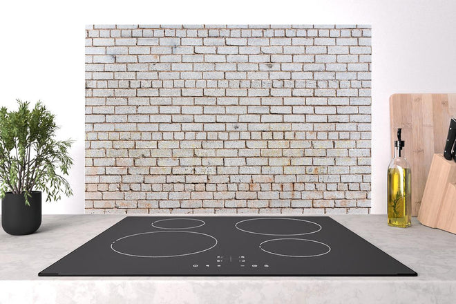 Spritzschutz - Feine weiße Ziegelmauer Struktur