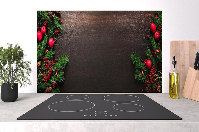 Spritzschutz - Festliche Weihnachtsdeko Dunkelrot Banner