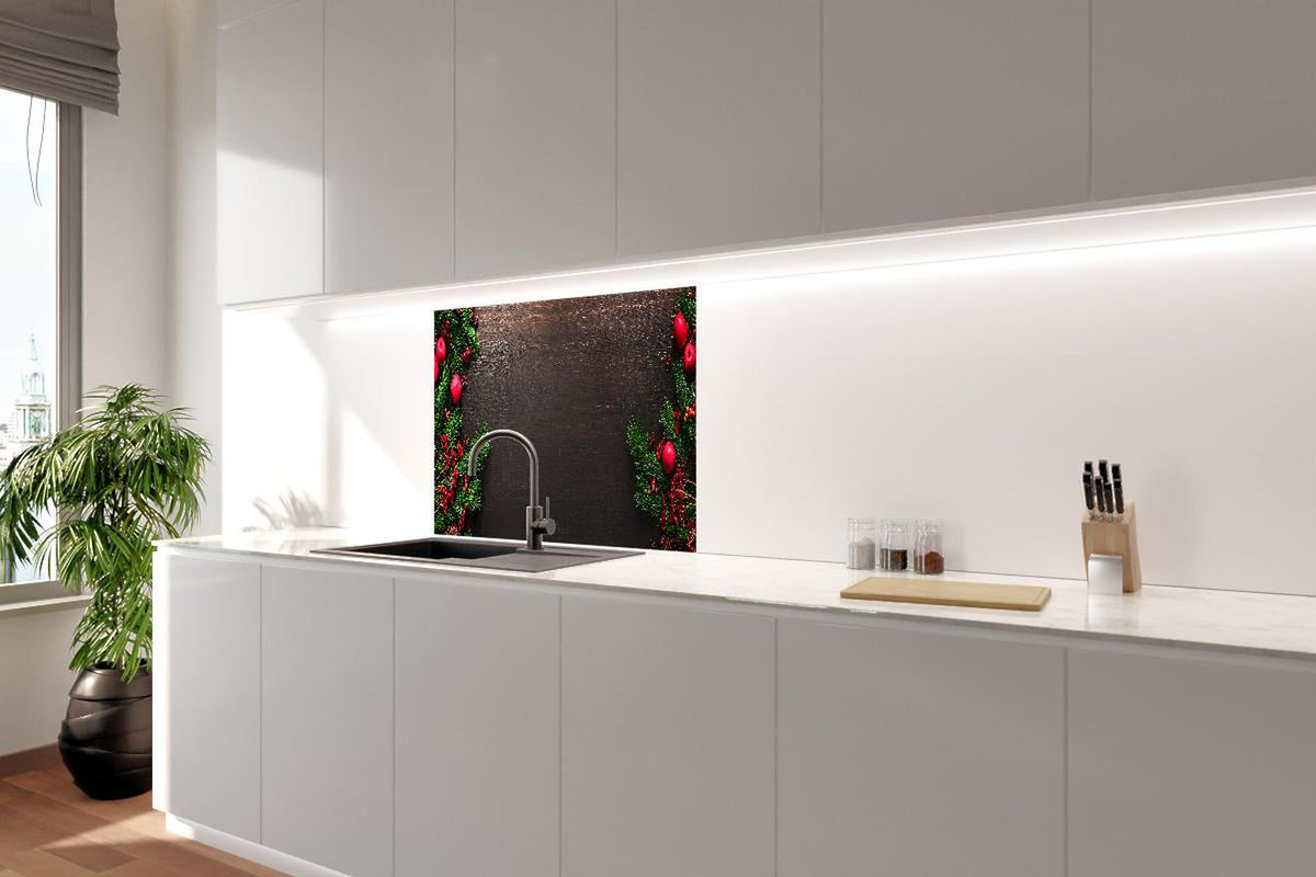 Spritzschutz - Festliche Weihnachtsdeko Dunkelrot Banner