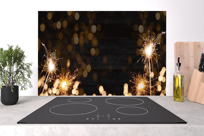 Spritzschutz - Feuerwerk und Sparkler Silvester Banner