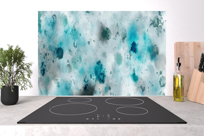 Spritzschutz - Flecken auf türkisfarbenen Aquarellhintergrund