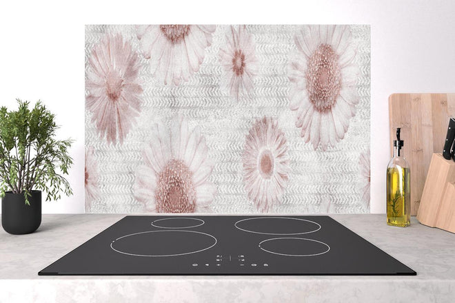 Spritzschutz - Floral Vintage Muster Grautöne auf Weiß