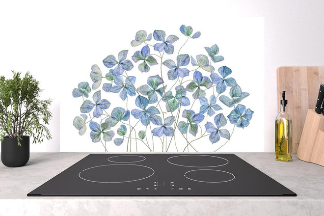 Spritzschutz - Florale Darstellung - Blaue Blumen