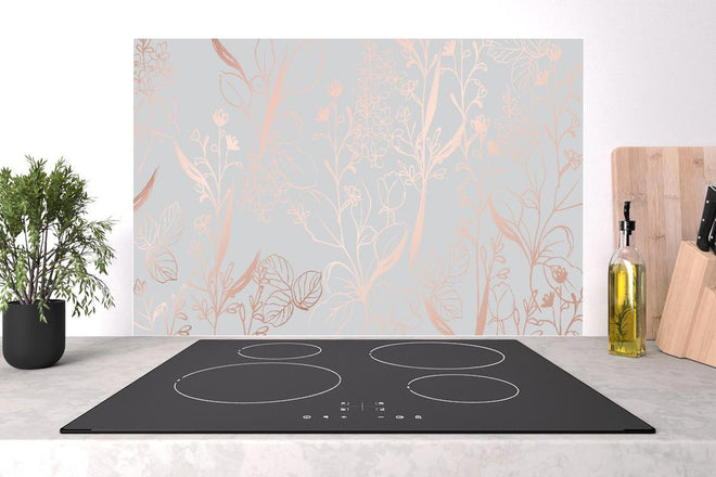 Spritzschutz - Florales Muster in Pastell Beige und Rosa