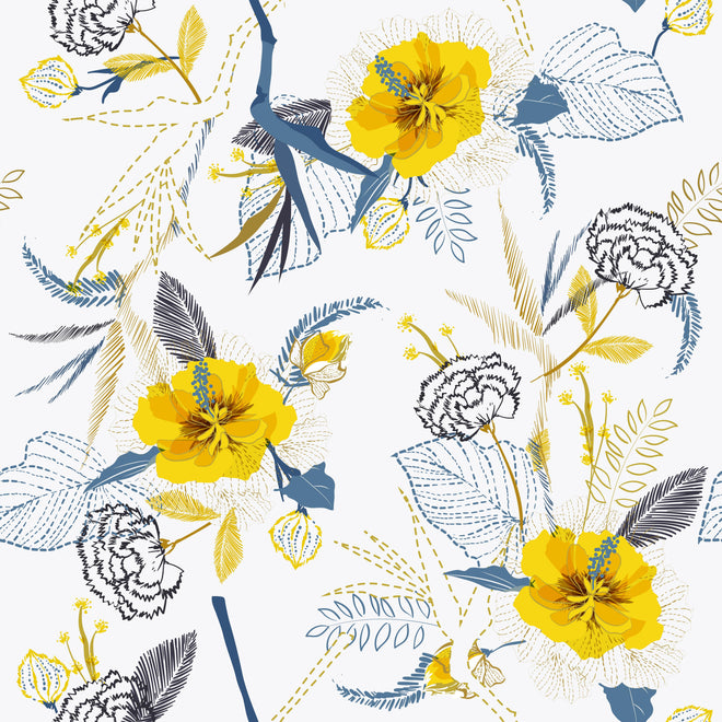 Spritzschutz - Florales Muster mit gelben Akzenten