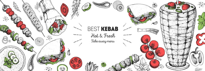 Spritzschutz - Frisches Kebab Design mit Gemüseillustration