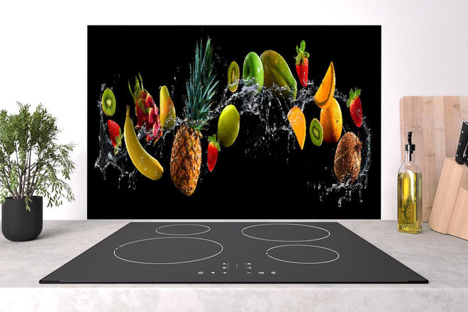 Spritzschutz - Früchte mit Wasserspritzern