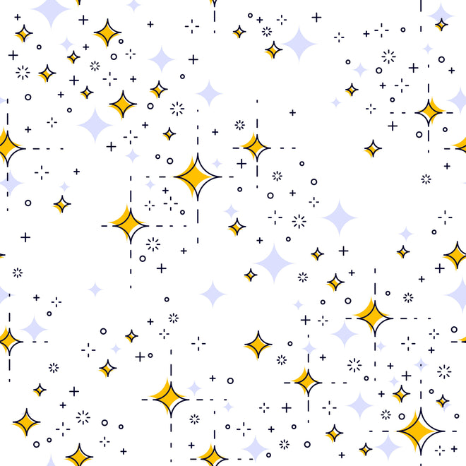 Spritzschutz - Funkelndes Sternmuster in Gelb und Blau